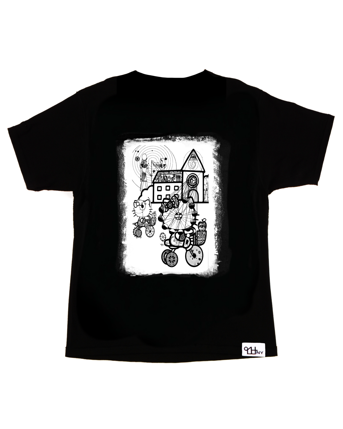 Kitten Painted Block Shirt (Black)