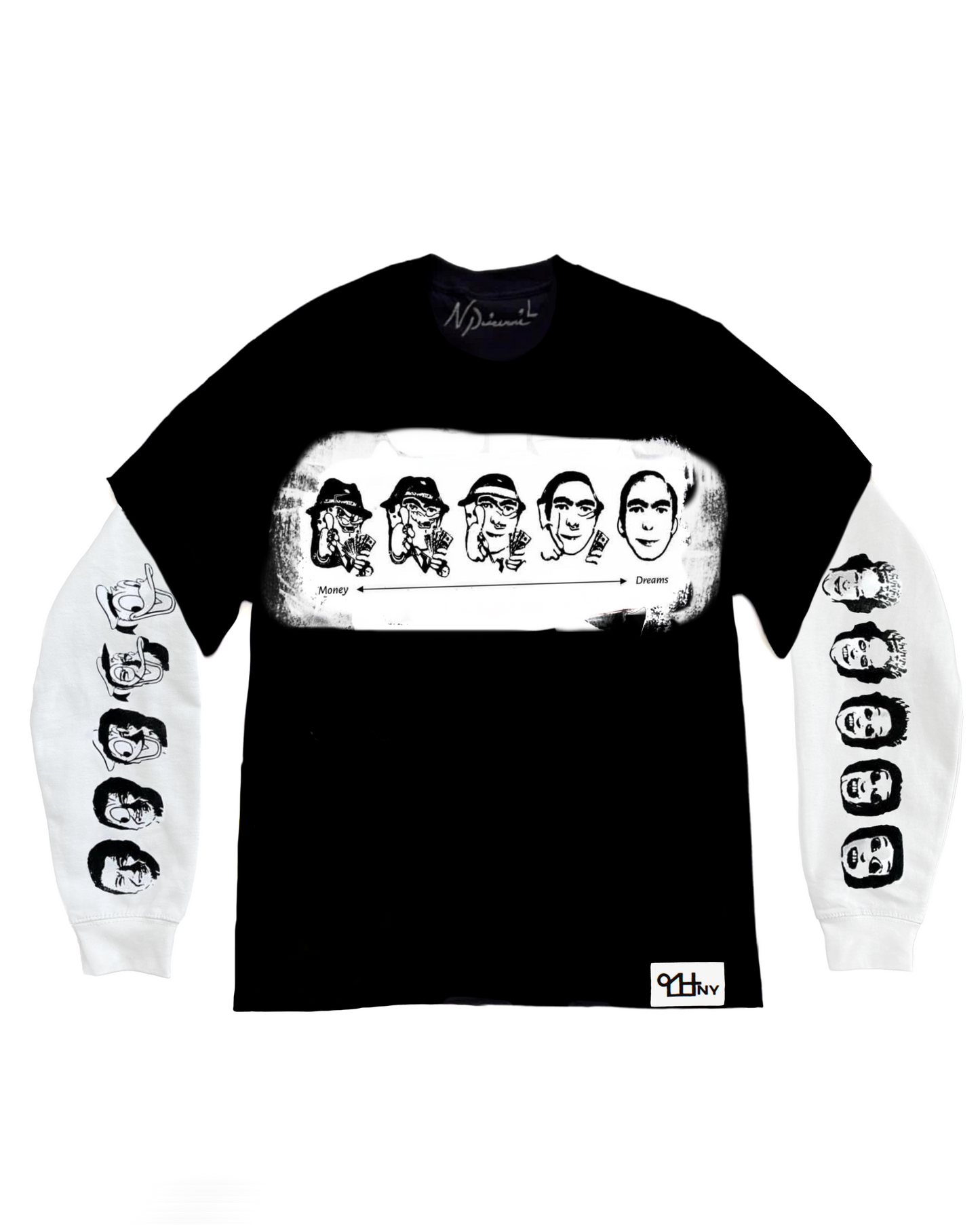 Dreams Layered Long Sleeve Shirt (black/white)