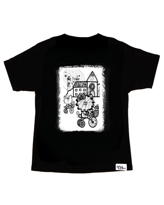 Kitten Painted Block Shirt (Black)