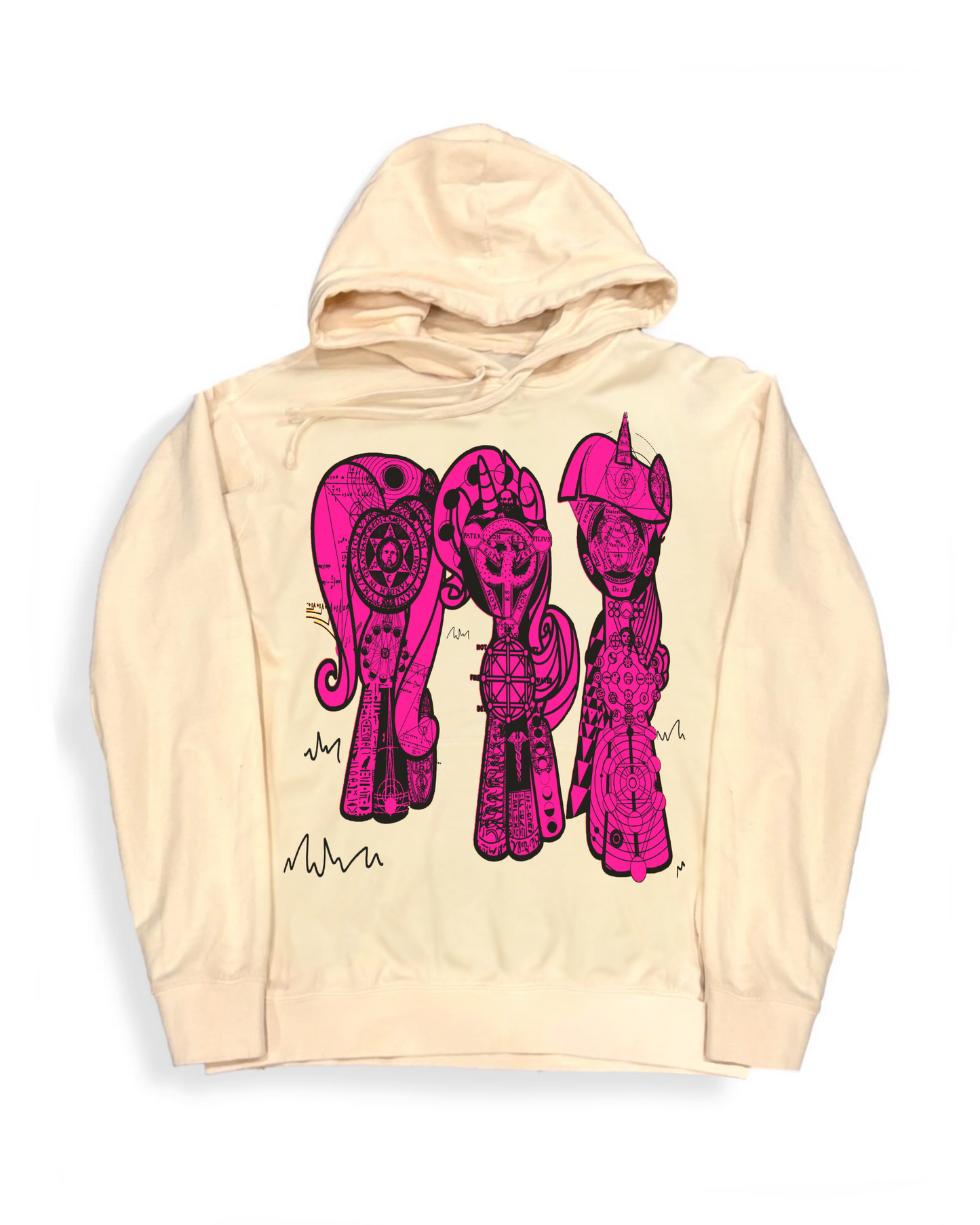 Horses hoodie (Pink on Ivory)