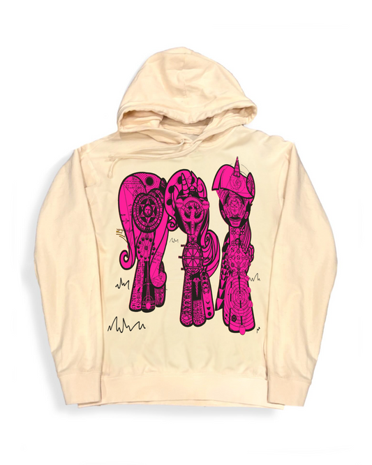 Horses hoodie (Pink on Ivory)