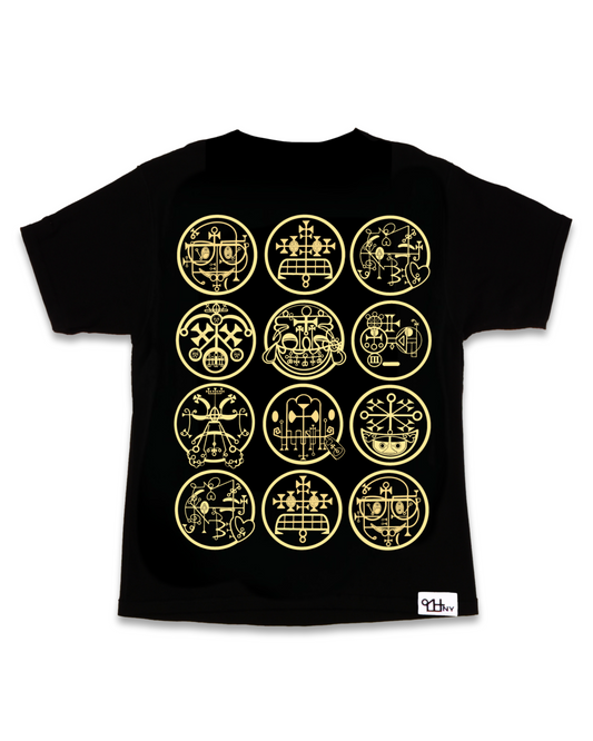 Emogil Stacked Columns Tee (Yellow on Black)