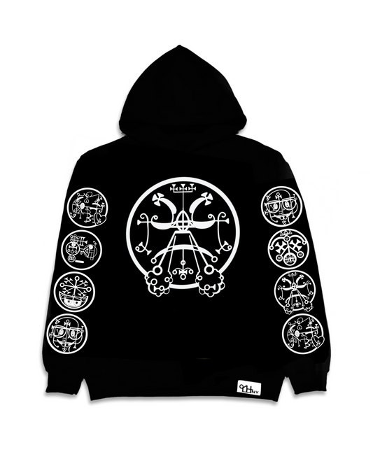 Rage Face Stacked Sleeve Hoodie (Black)