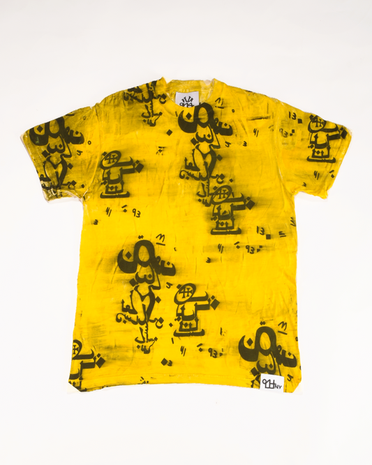 Hand Painted Randomized All Over Print Shirt : Yellow Paint