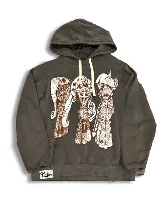 Horses Hoodie Pepper Grey