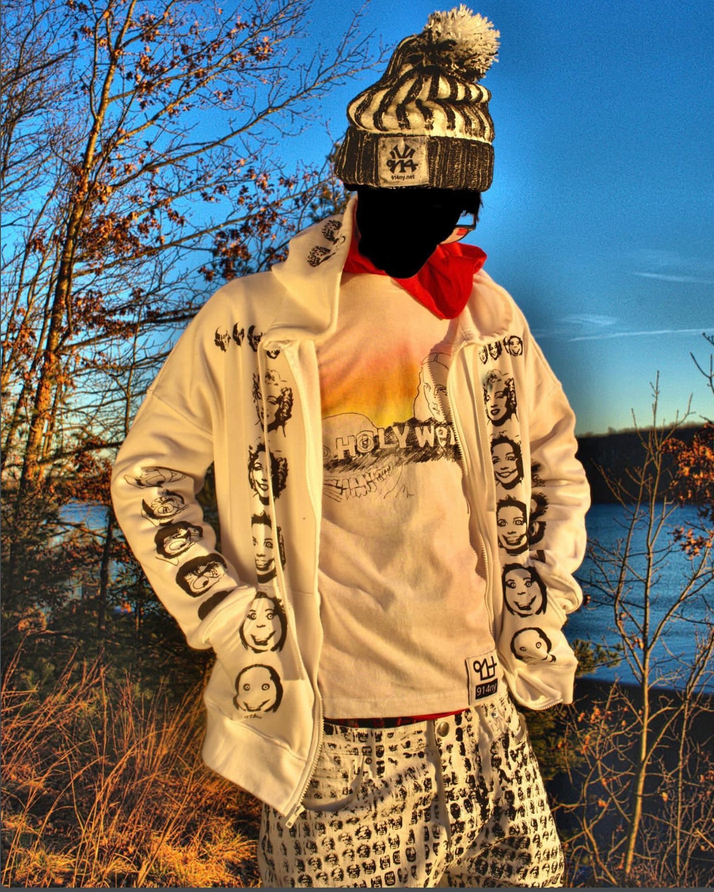 Facial Transition zip up (white)