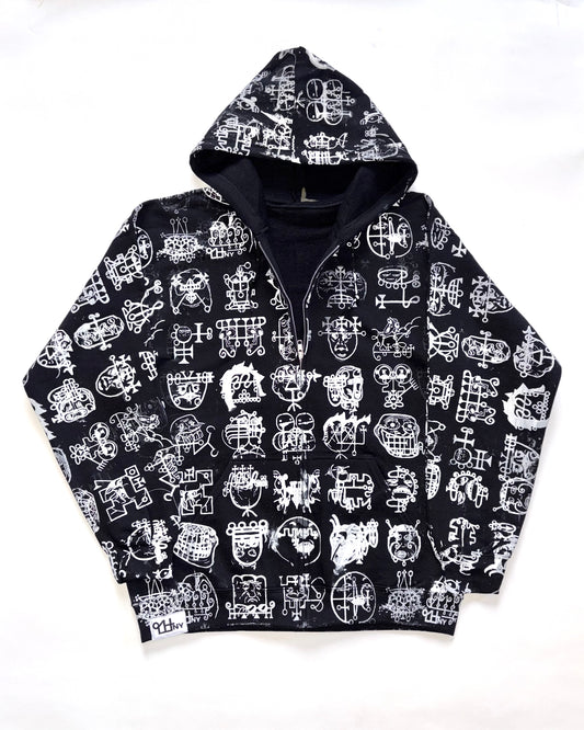 Memetic Chaos Zip Up - BLACK -All Over Print
