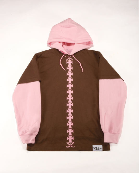 The Cut Shirt : Brown on Pink Hoodie