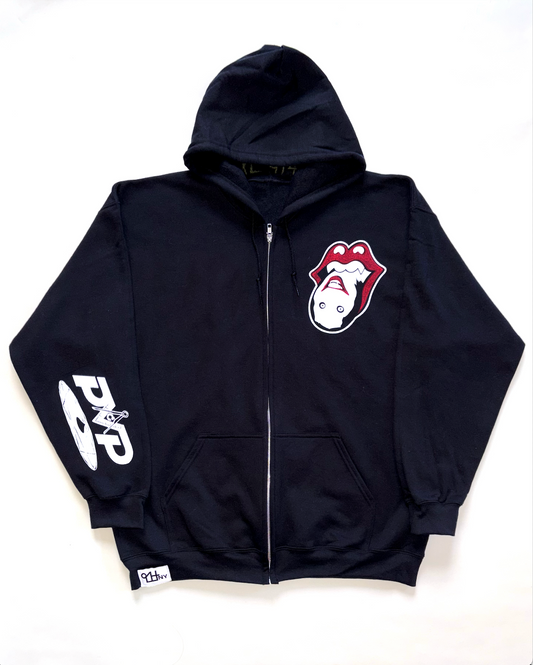 SIZE XL : TROLLING STONES ZIP UP : BLACK